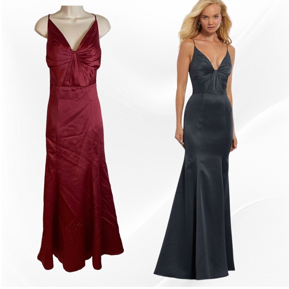 Mori Lee Rich Ruby Red Fit And Flare Satin Gown 10 Style #21569